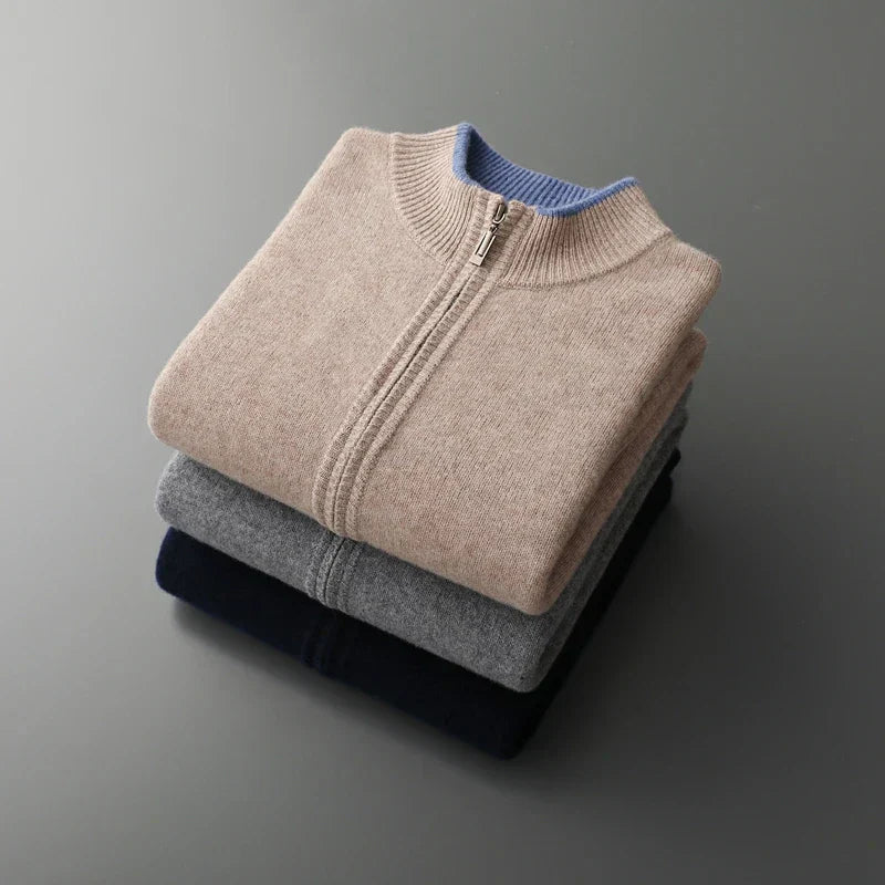 Men's Cashmere Zipper Jacket Warm and Stylish - Perfect for Autumn