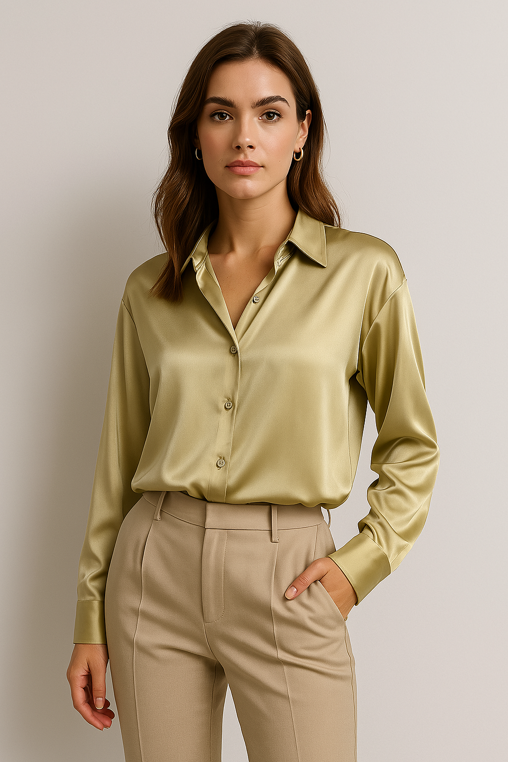 Fifine | Chemise en soie pour femme | Élégante, luxueuse & polyvalente | Parfaite pour l'automne