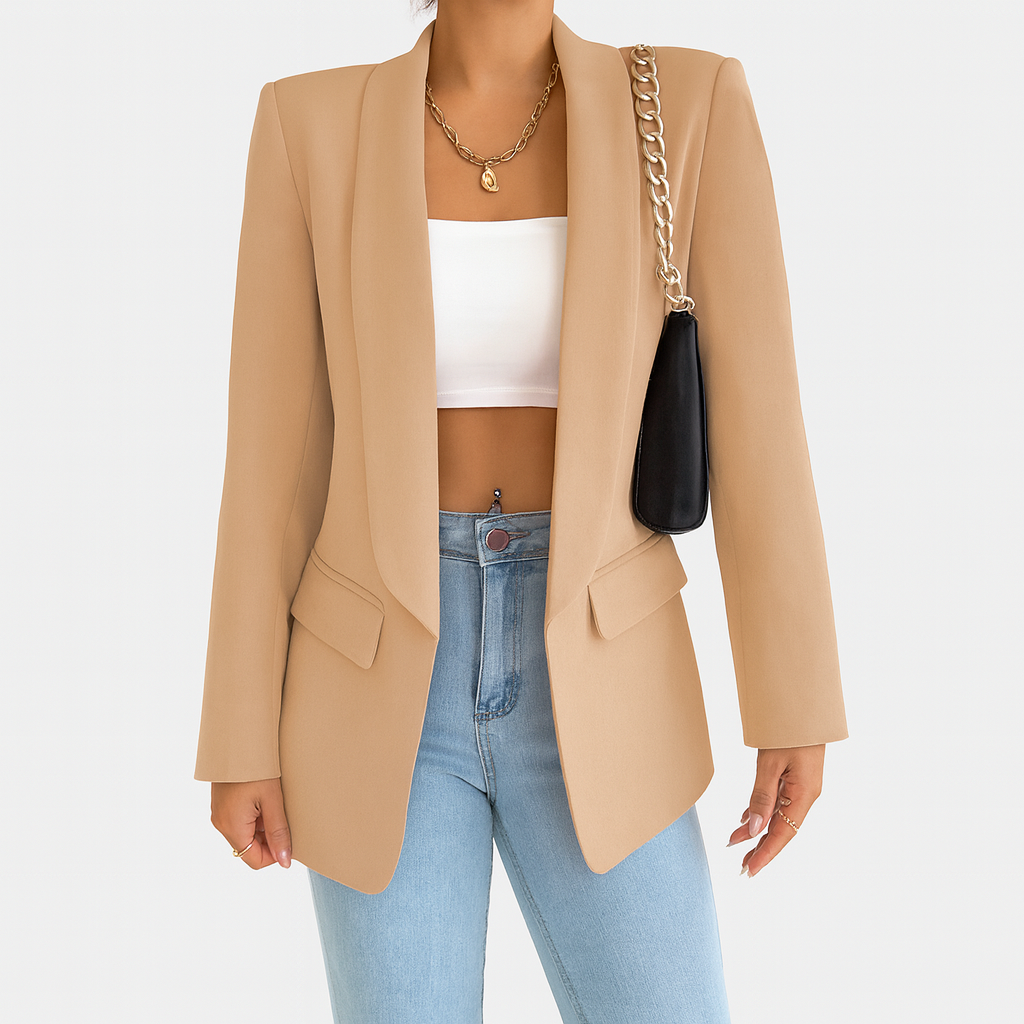 Khaki Woman's Autumn Blazer with pockets