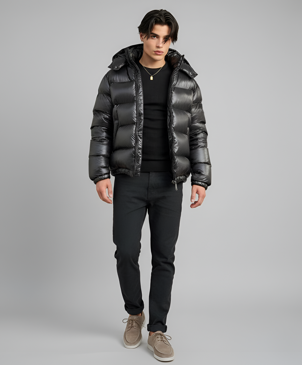 Doudoune pour homme avec capuche, rembourrage léger