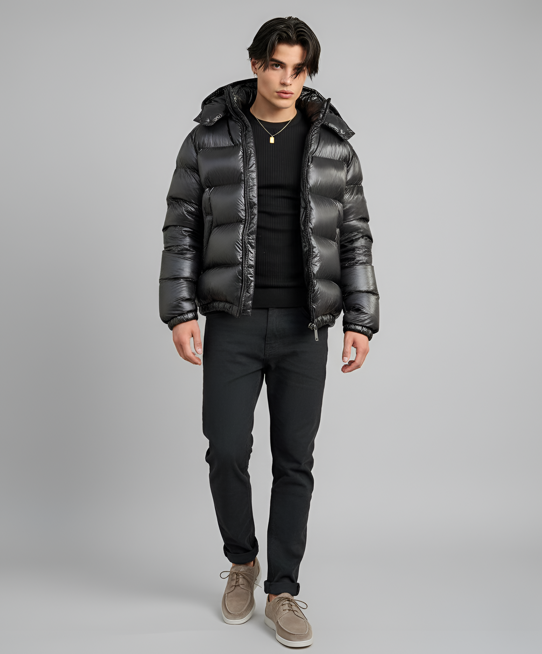 Doudoune pour homme avec capuche, rembourrage léger