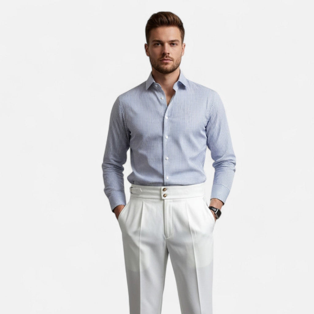 Pantalon drapé taille haute pour homme