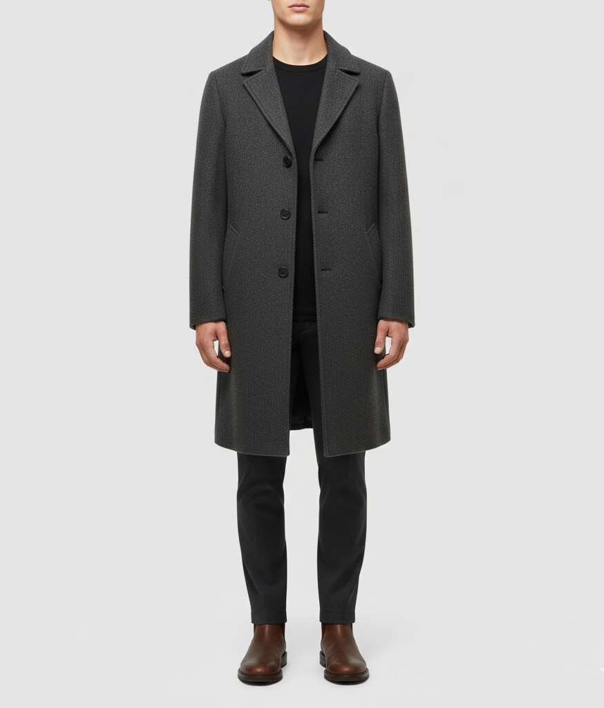 Men's elegant slim-fit wool coat