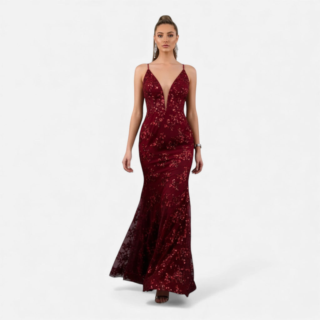 Robe longue élégante à sequins pour femme
