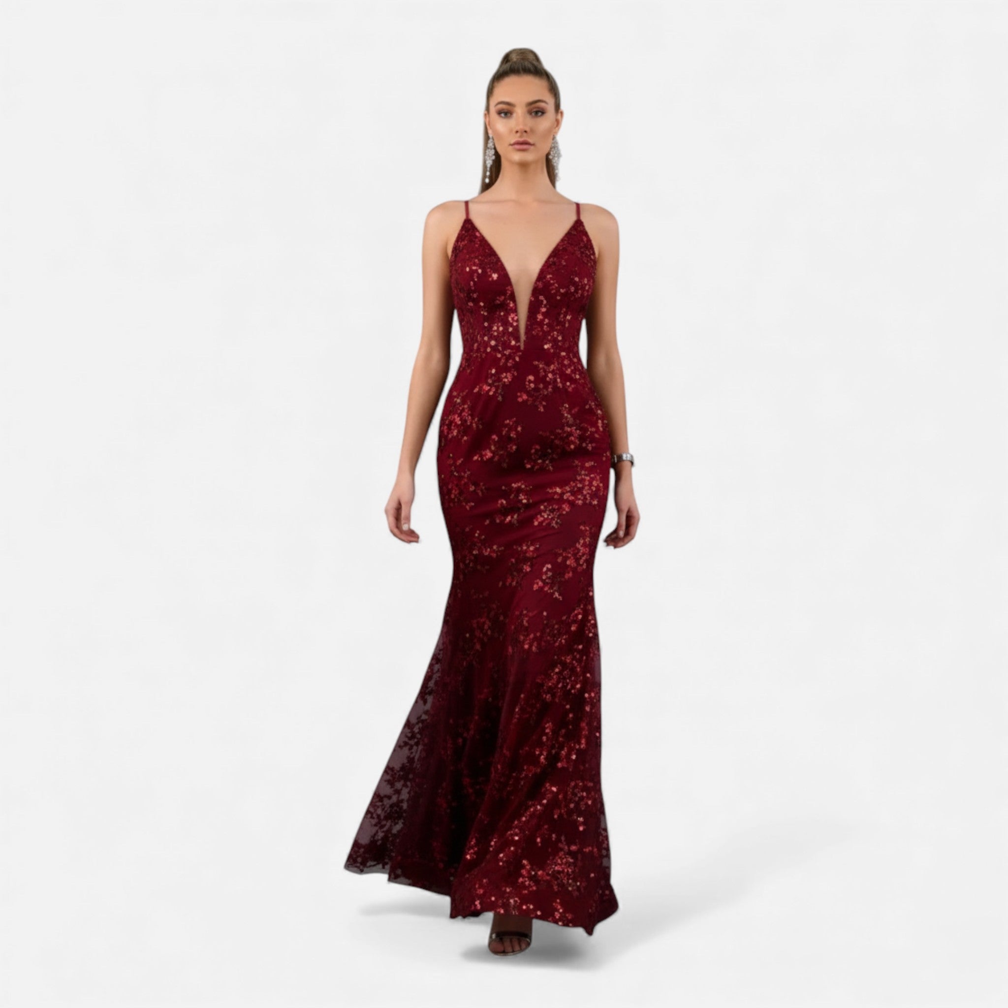 Robe longue élégante à sequins pour femme