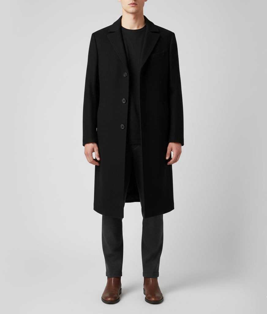 Men's elegant slim-fit wool coat