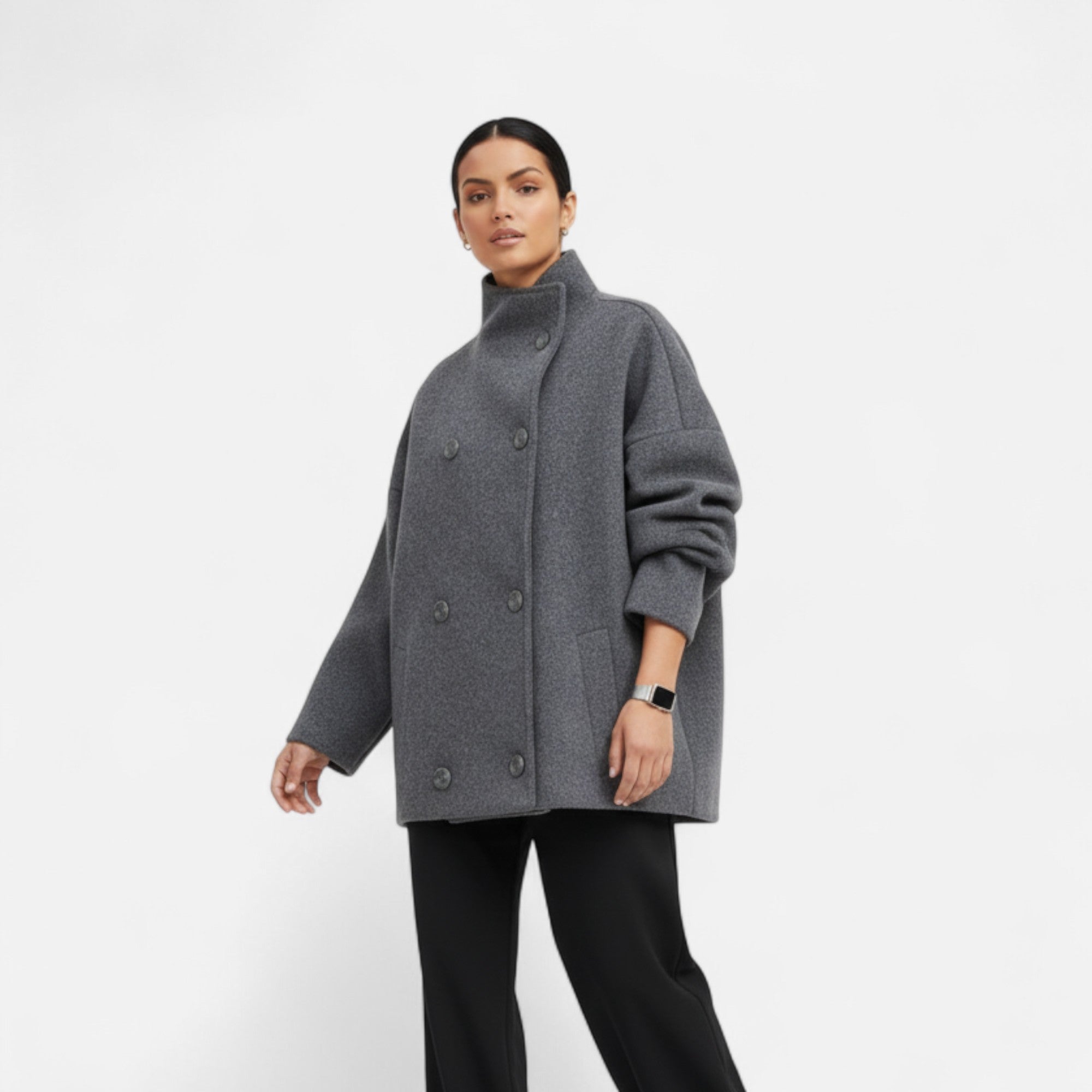 Manteau Court Femme Col Haut Chic