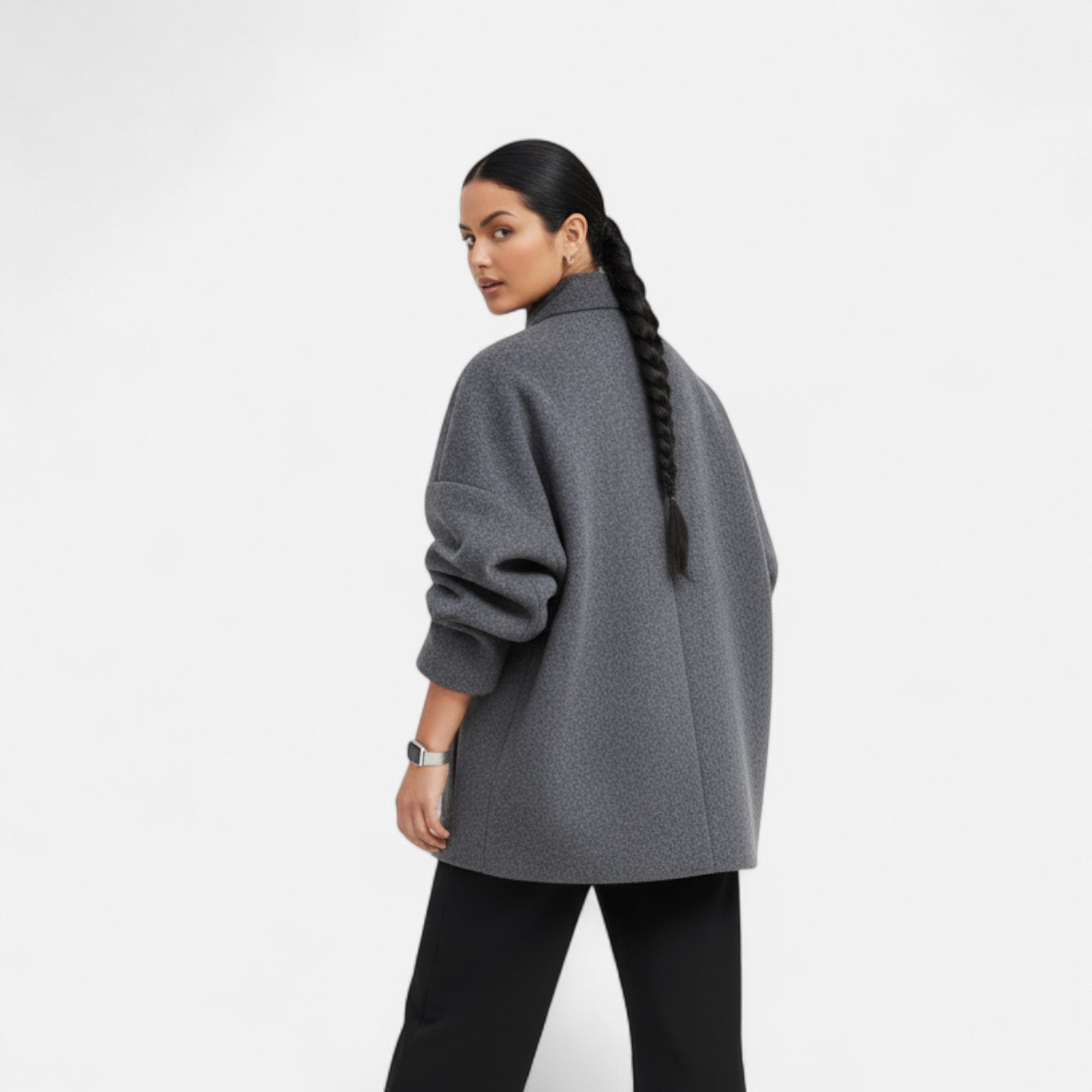 Manteau Court Femme Col Haut Chic