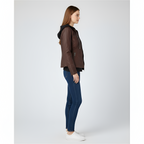 Veste en simili cuir pour femme avec capuche