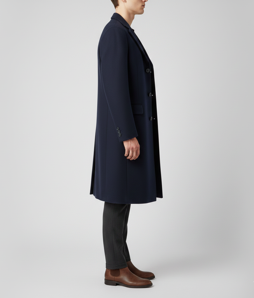 Men's elegant slim-fit wool coat