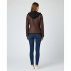 Veste en simili cuir pour femme avec capuche