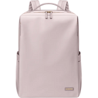 Sac à dos rose pastel élégant, design minimaliste, avec fermeture éclair dorée et bretelles ajustables. Idéal pour le quotidien et le voyage.
