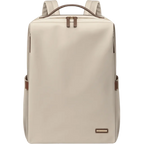 Sac à dos beige élégant avec fermeture éclair, design minimaliste, poches latérales, idéal pour le voyage et le quotidien. Accessoire mode tendance.