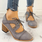 Chaussures à talons pour femmes, à lacets et bride en T