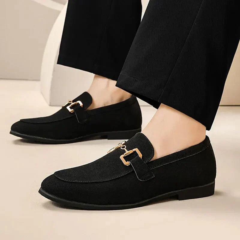 Nero - Mocassins en daim avec boucle en métal pour l'automne