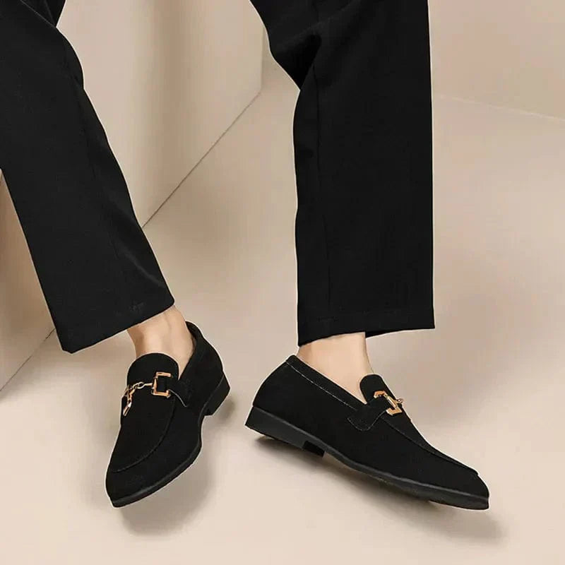 Nero - Mocassins en daim avec boucle en métal pour l'automne