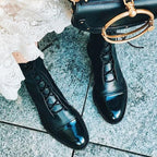 Bottines en cuir à lacets pour femmes