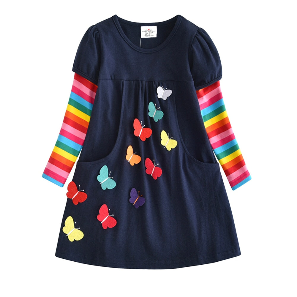 Robe Princesse Fille Papillons Multicolores