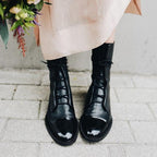 Bottines en cuir à lacets pour femmes