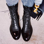 Bottines en cuir à lacets pour femmes