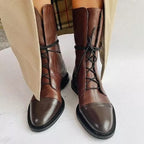 Bottines en cuir à lacets pour femmes