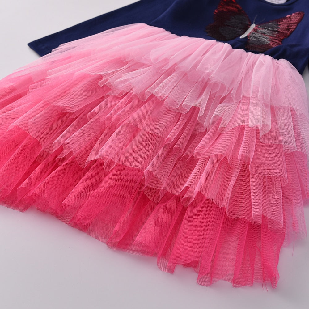 Girl's Princess Dress with Butterfly Sequins