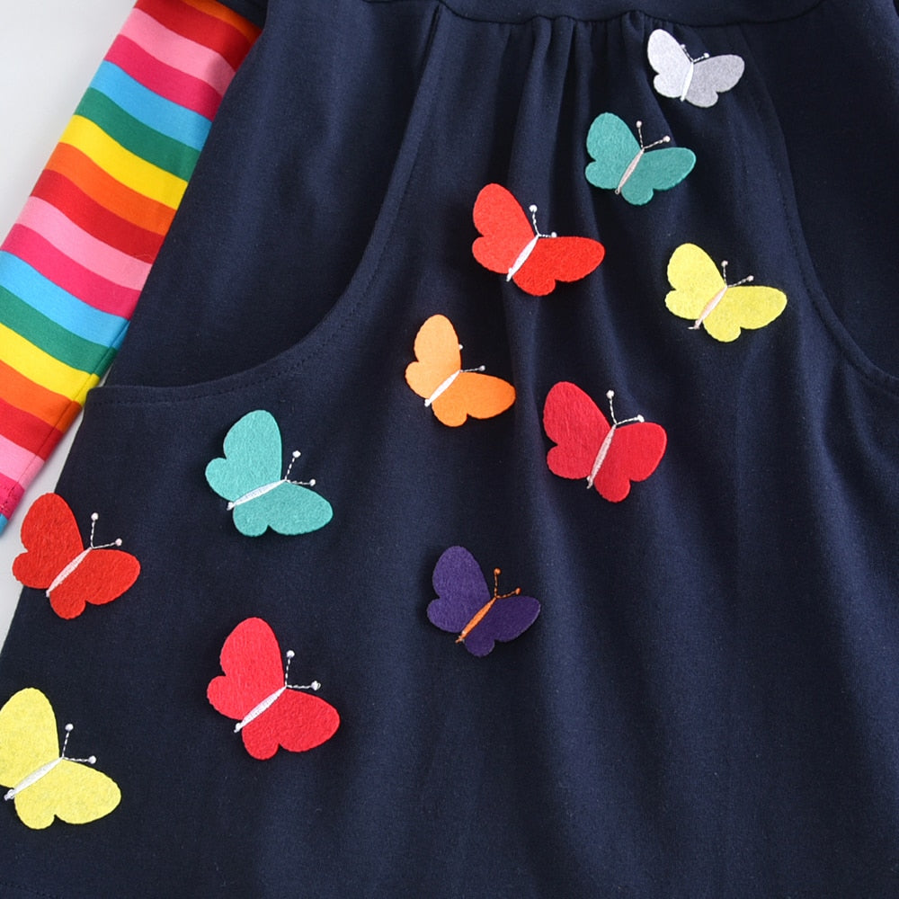Robe Princesse Fille Papillons Multicolores