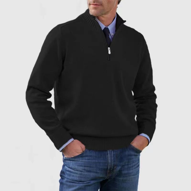 Pull semi-fermé avec fermeture éclair pour hommes