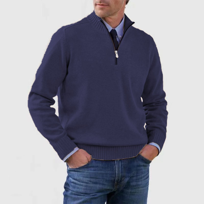 Pull semi-fermé avec fermeture éclair pour hommes