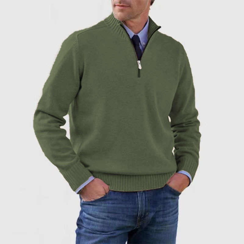Pull semi-fermé avec fermeture éclair pour hommes