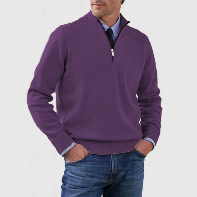 Pull semi-fermé avec fermeture éclair pour hommes