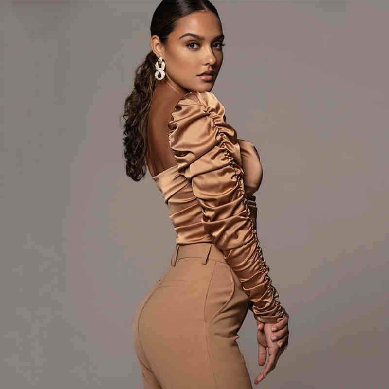 Pleated long-sleeve tube top