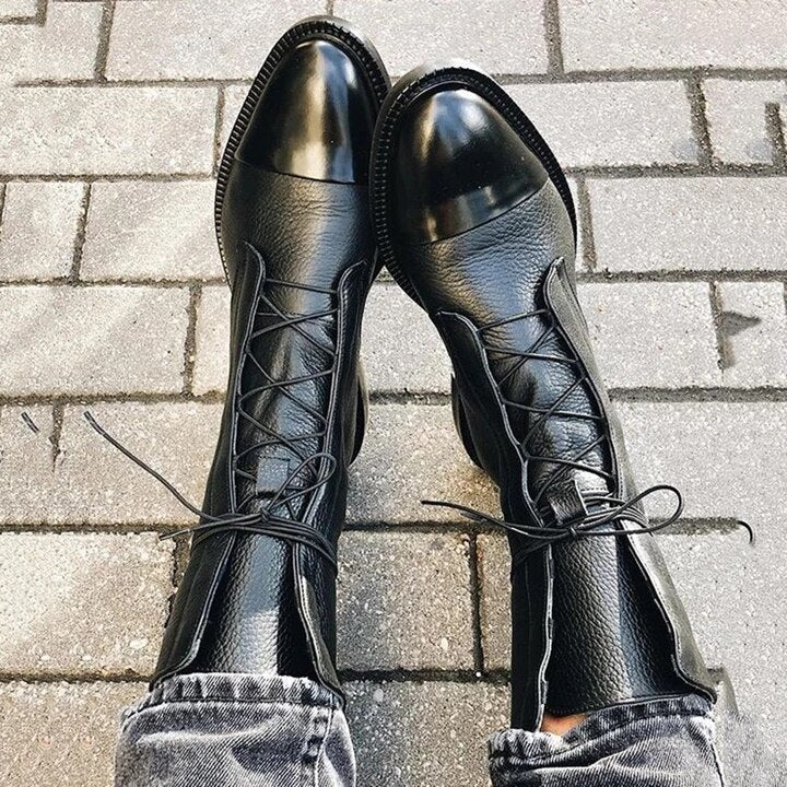 Bottines en cuir à lacets pour femmes