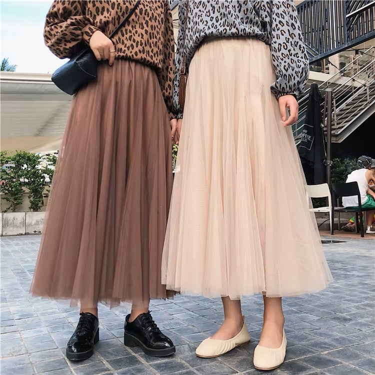 Jupe longue en tulle automnale