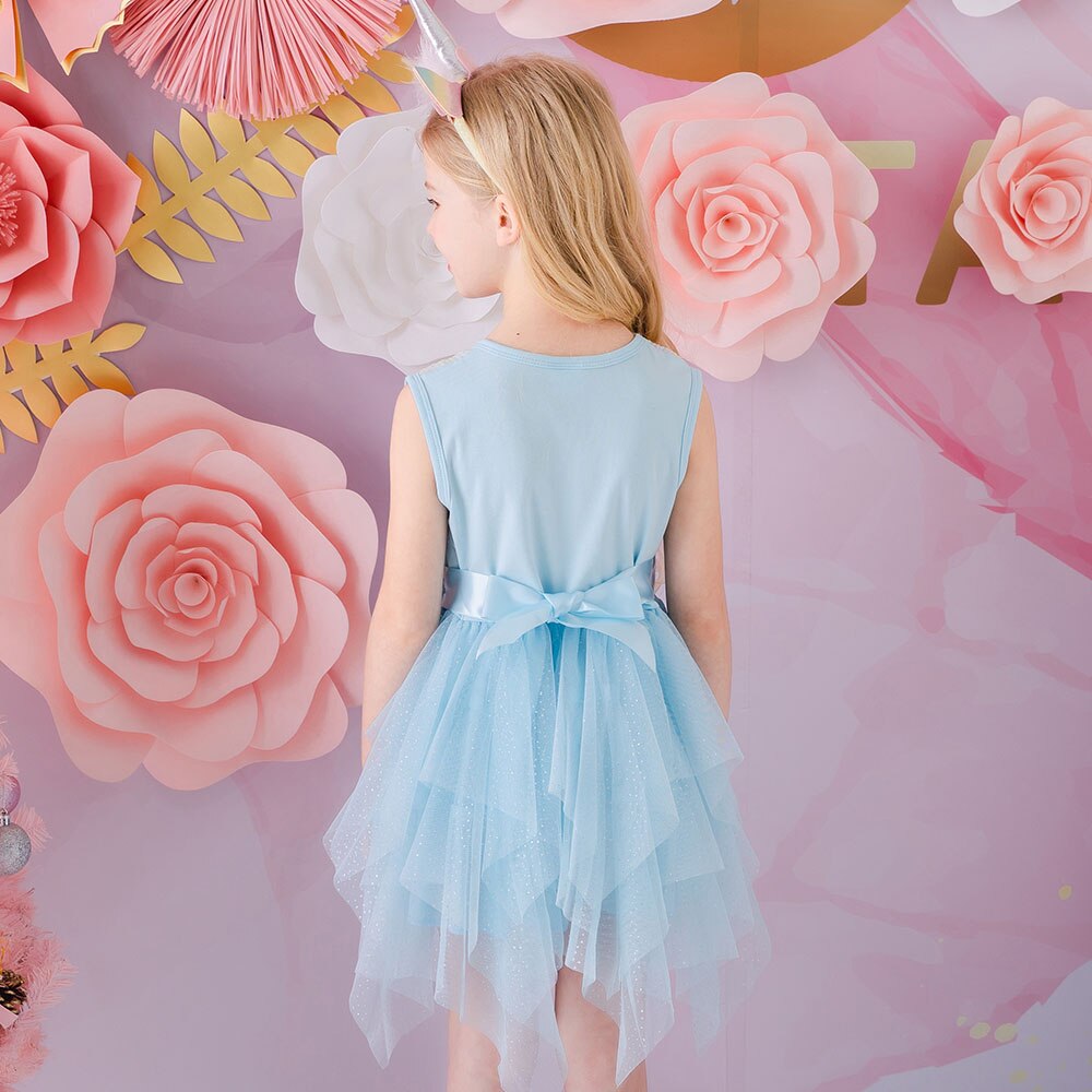 Robe Princesse Fille Bleue Ciel