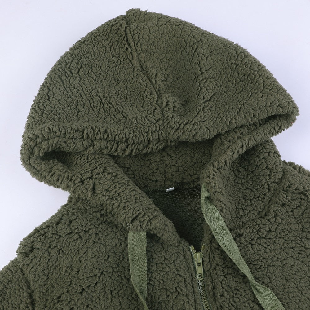 Manteau en peluche avec capuche pour dames - Édition Automne