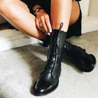 Bottines en cuir à lacets pour femmes