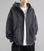 Sweat à capuche pour hommes, en coton, coupe ample avec fermeture à glissière