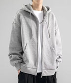 Sweat à capuche pour hommes, en coton, coupe ample avec fermeture à glissière