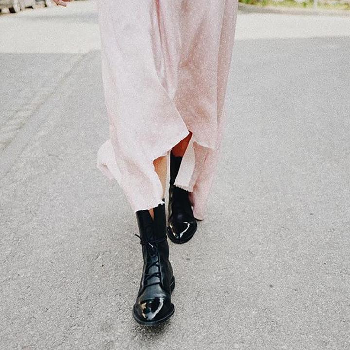 Bottines en cuir à lacets pour femmes