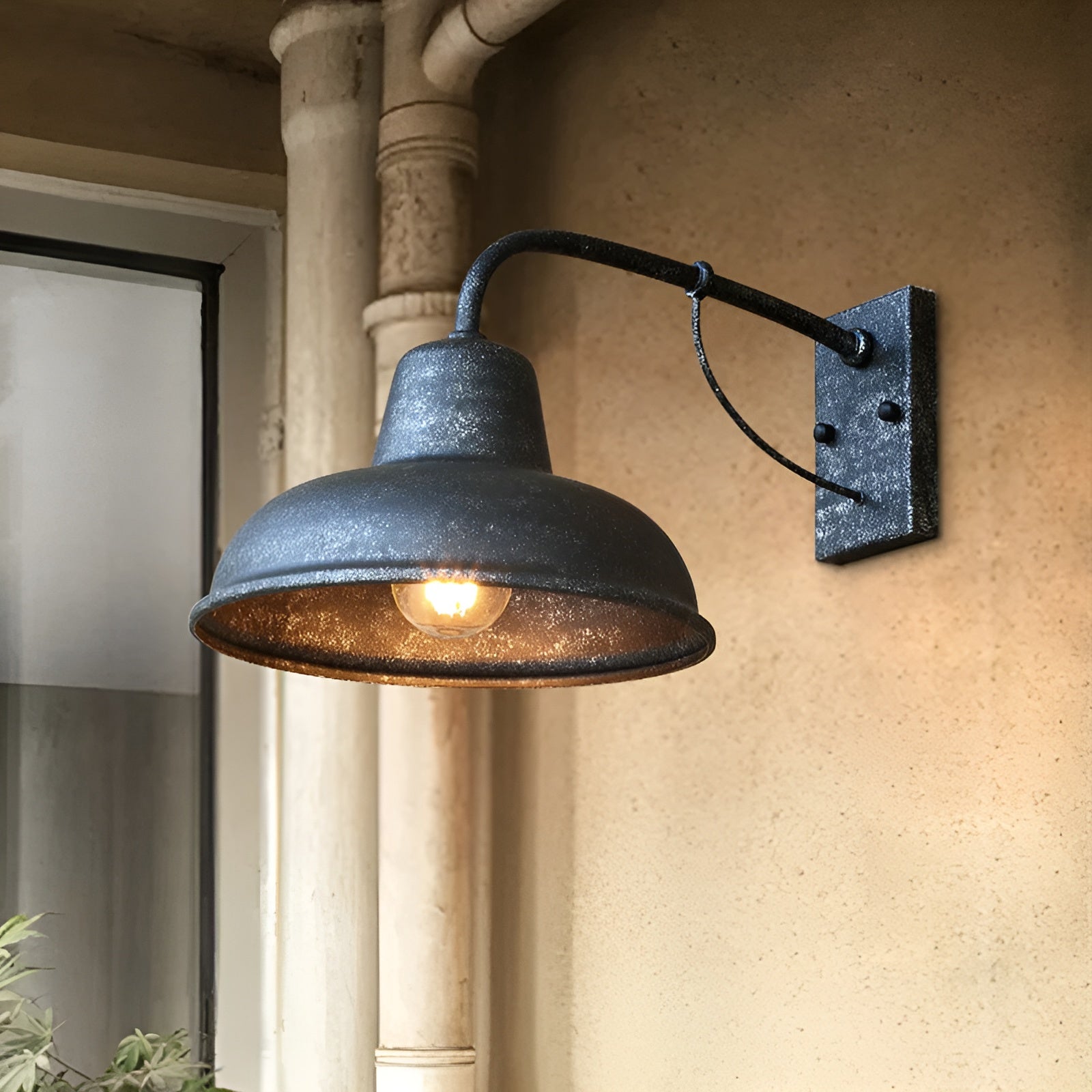 Aisle Fer Sconce - Lumière de grange vintage antique - Noir Applique industrielle