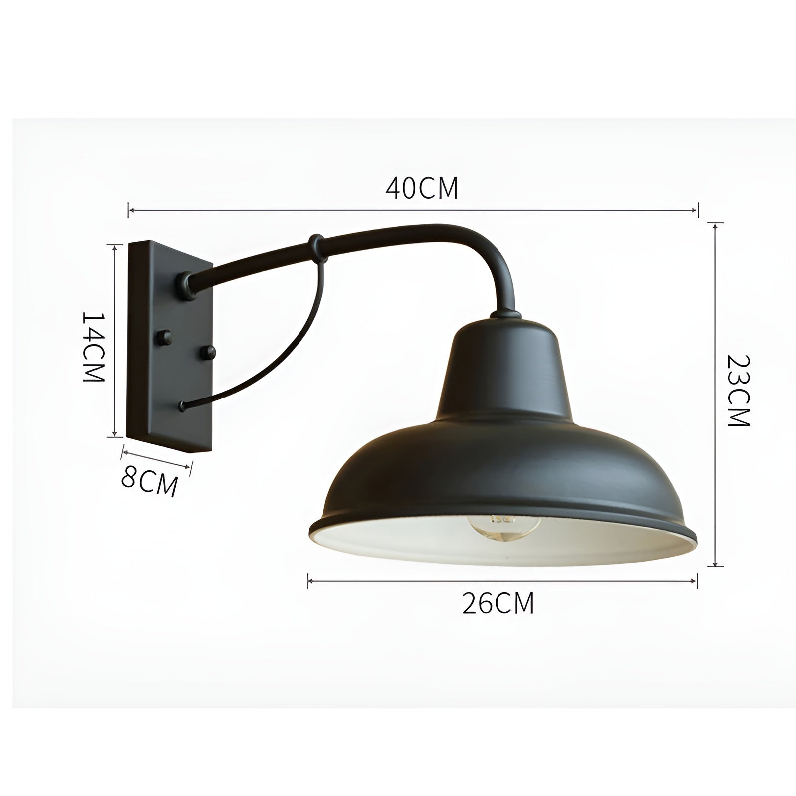 Aisle Fer Sconce - Lumière de grange vintage antique - Noir Applique industrielle