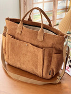 Corduroy shoulder bag with trendy corduroy fabric and practical layout