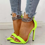 Metal chain ankle stiletto heels