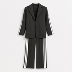 Black Long sleeve suit set with lapels