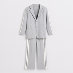 Light Gray Long sleeve suit set with lapels