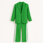 Green Long sleeve suit set with lapels