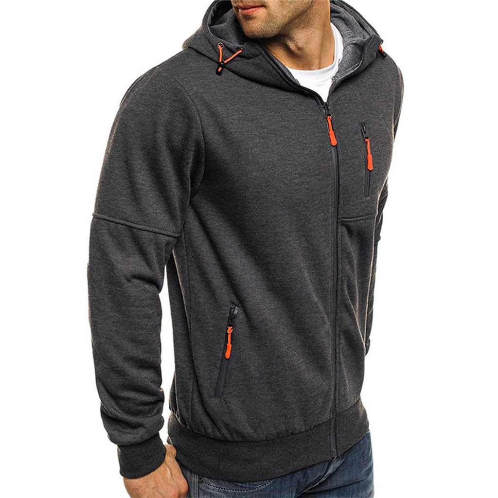 JACKS - Pull d'automne léger avec fermeture éclair et capuche pour hommes