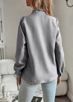 Elegant Women's Long-Sleeved Blouse with High Collar - Autumn Collection