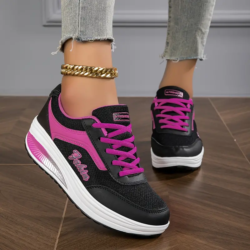 Women's Graphic Print Wedge Sneakers - Premium Casual Shoes